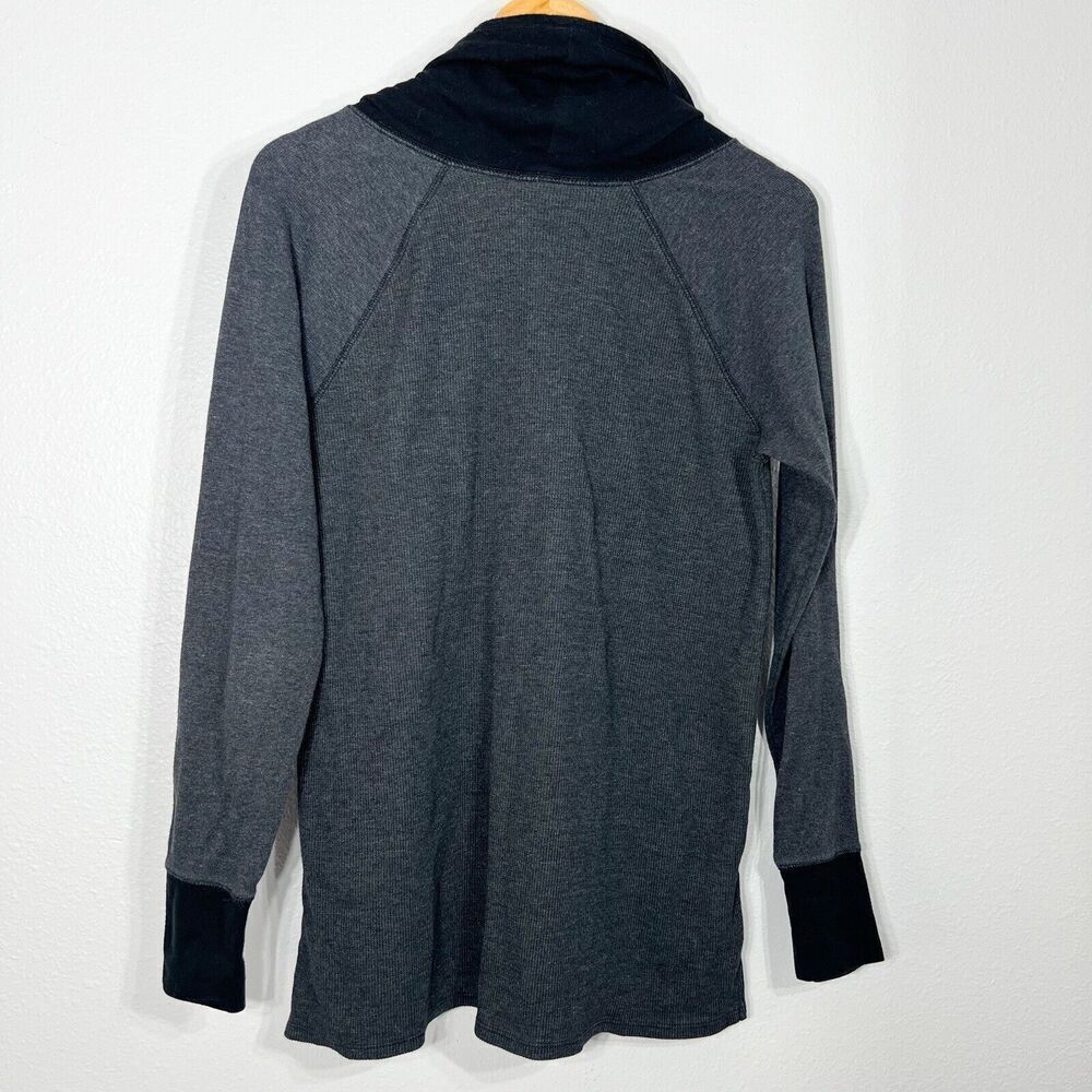 Eddie Bauer Thermal Cowl Neck Shirt Womens Large Gray Long Sleeve Waffle Knit - Picture 6 of 10